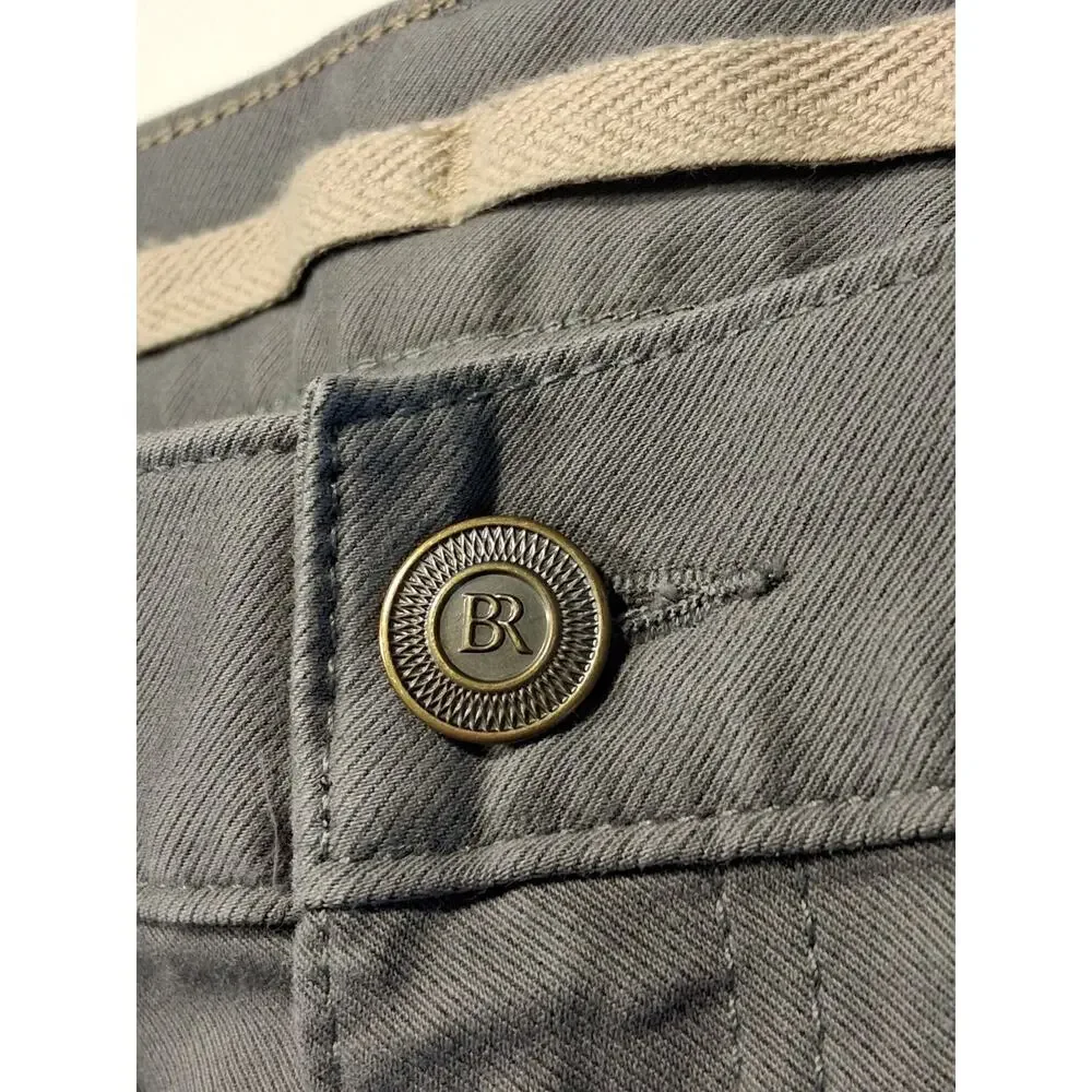 Banana Republic Slim Twill Traveler Pants Men's 36x32 Smoke Signal Gray Stretch